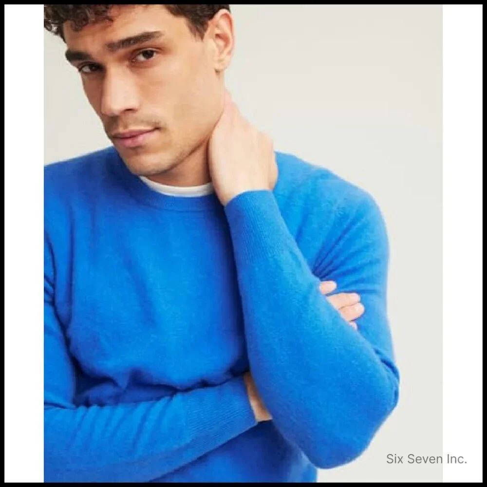 Men's Cashmere Crewneck Sweater Classic Elegant Minimal Luxury Pullover